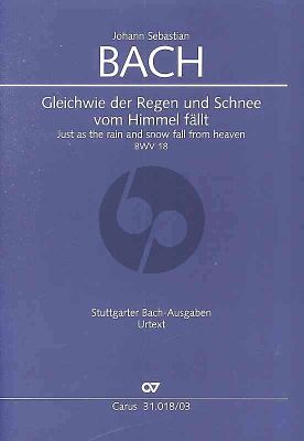 Bach Kantate BWV 18 Gleichwie der Regen und Schnee vom Himmel fällt Soli-Chor-Orchester Partitur (Klavierauszug von Paul Horn) (Frieder Rempp)