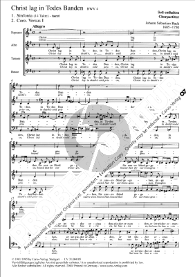 Bach Kantate BWV 4 Christ lag in Todes Banden (Soli SATB-Chor SATB-Orchester (Reinhold Kubik)) (Chorpartitur)