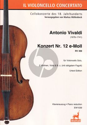 Vivaldi Konzert e-moll RV 409 Violoncello-Streicher-Bc (mit Fagott obl.) (Klavierauszug) (Markus Möllenbeck)