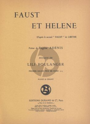 Boulanger Faust et Hélène Vocal Score (Tenor, Baritone, Mezzo-soprano, Piano)