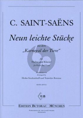 Saint-Saens 9 leichte Stücke aus der Karnaval der Tiere für Violine und Klavier