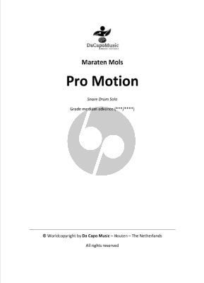 Mols Pro Motion for Snare Drum Solo