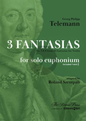 Telemann 3 Fantasias no. 7, 8, 9 from 12 Violin Fantasias arranged for Euphonium Solo (Bass Clef and Treble Clef version included)