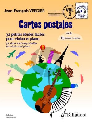 Verdier Cartes Postales Vol.2 15 Etudes Violon et Piano (Book with CD and Audio online)