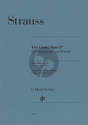 Strauss 4 Songs Op.27 Voice and Piano for Medium Voice (Edited Annette Oppermann)