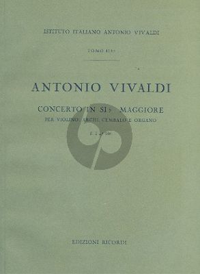 Concerto B-flat major RV 383a Violin, Strings and Bc Score (edited by Angelo Ephrikian)