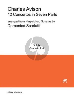 Avison 12 Concertos in 7 Parts Vol. 4 No. 7 - 8 for 4 violins, viola, cello and Bc Score