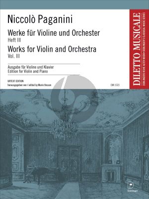 Paganini Werke für Violine und Orchester Heft 3 (Ausgabe in Skordatur-Stimmung) (Violine-Klavier) (Mario Hossen und Mariateresa Dellaborra)