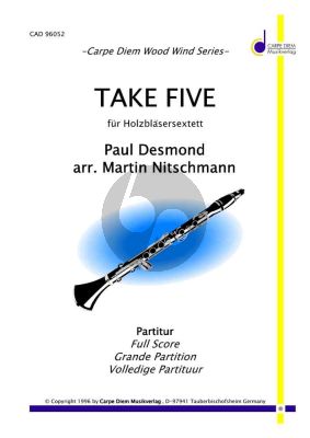 Desmond Take Five 5 Klarinetten in Bb und Bassklarinet Partitur und Stimmen (arr. von Martin Nitschmann)