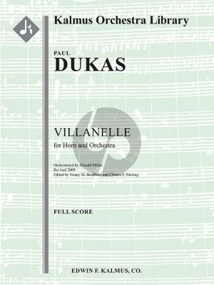 Dukas Villanelle for Horn and Orchestra Full Score (arr. Nancy Bradburd, Donald Miller, Clinton Nieweg)