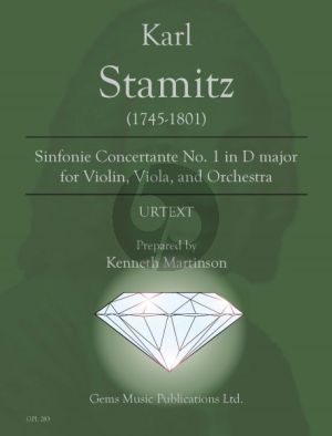 Stamitz Sinfonia Concertante No.1 in D major for Violin, Viola, and Orchestra Score and 9 Parts (Edited by Kenneth Martinson) (Urtext)