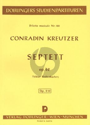 Kreutzer Grand Septett Op.62 Es dur Klarinette, Fagott, Horn, Violine, Viola, Violoncello und Kontrabass Studienpartitur