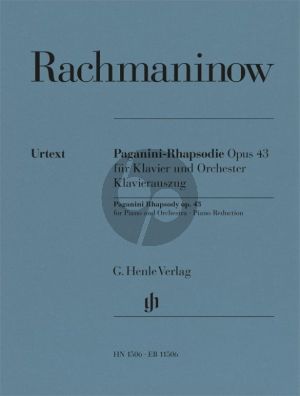 Rachmaninoff Rapsodie sur un thème de Paganini Op.43 fur Klavier und Orchester Ausgabe fur 2 Klaviere (Herausgeber Norbert Gertsch - Klavierauszug Heiko Stralendorff) (Henle Urtext)