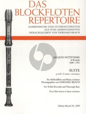 Hotteterre Suite g-Moll für Altblockflöte und Bc (Gerhard Braun)