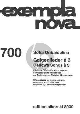 Gubaidulina Gallows Songs a 3 for Mezzo Soprano - Percussion and Double Bass Score (15 Pieces) (on poems of Christian Morgenstern)