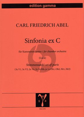 Abel Sinfonia ex C for Chamber Orchestra (Set of Parts) (Rudolf Lück)