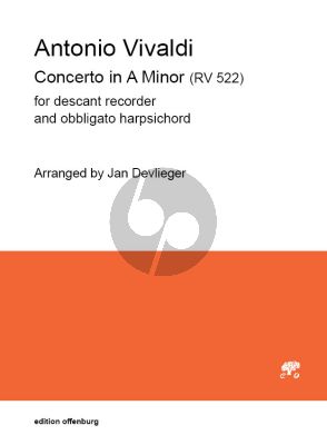 Vivaldi Concerto A-Minor RV 522 for Descant Recorder and Obbligato Harpsichord (Arranged by Jan Devlieger)