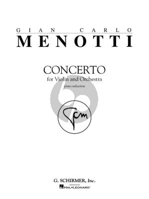 Menotti Concerto for Violin and Orchestra pianoreduction