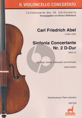 Abel Sinfonia Concertante No.2 D-Major WKO 43 for Oboe, Violin, Violoncello and Piano (Score and Parts)