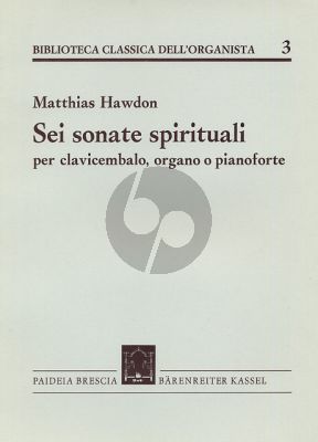 Hawdon Sei Sonate Spirituali Op. 4 Harpsichord or Organ