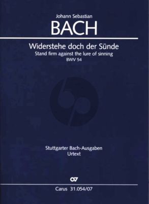 Bach Kantate BWV 54 Widerstehe doch der Sünde Altstimme-Streicher und Bc (Studienpartitur) (Ulrich Leisinger)