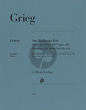 Grieg From Holberg's Time Op. 40 for String Orchestra (Full Score) (edited by Ernst-Günter Heinemann)