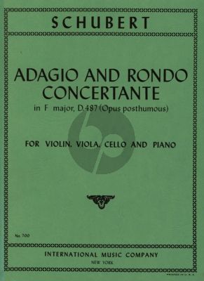 Schubert Adagio & Rondo Concertante F-major D.487 for Piano, Violin, Viola, and Violoncello - Score and Parts