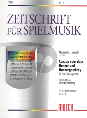 Poglietti Canzon uber das Henner und Hennnergeschrey 4 Blockflöten (SATB) (Spielpartitur)