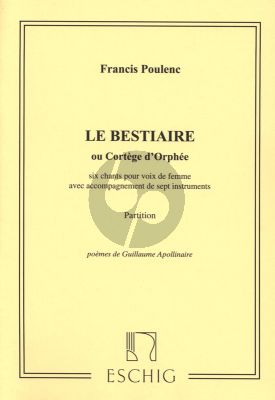 Poulenc Le Bestiaire ou Cortège d' Orphée