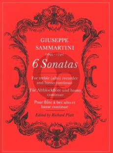 Sammartini 6 Sonatas for Treble Recorder and Bc (edited by Richard Platt)