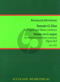 Devienne 6 Sonaten Op.24 No.2 G-dur Fagott-Bc (Jörg Dähler)