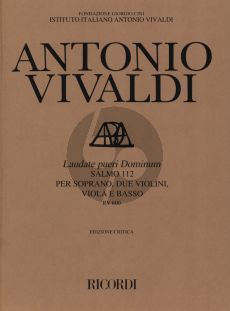 Vivaldi Laudate Pueri Dominum RV 600 (Salmo 112) Soprano- 2 Violins-Viola-Basso (Score)