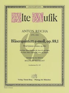 Reicha Quintett e-moll Op. 88 No. 1 Flöte, Oboe, Klarinette (B), Horn (F) und Fagott (Stimmen) (Miloslav Klement)