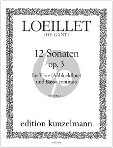 Loeillet 12 Sonaten Op.3 Vol.1 No.1-3 fur Flote [Altblockflote] und Bc (Herausgeber Istvan Máriássy)