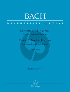 Bach Concerto No.1 d-minor BWV 1052 (Harpsichord- Strings) (Full Score) (edited by Werner Breig) (Barenreiter-Urtext)