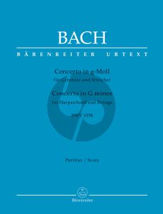 Bach Concerto g-minor BWV 1058 (Harpsichord-Strings) (Full Score) (edited by Werner Breig) (Barenreiter-Urtext)