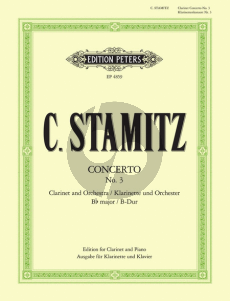 Stamitz Konzert B-dur No.3 Klarinette Orchester Klavierauszug von Johannes Wojciechowski (Peters)