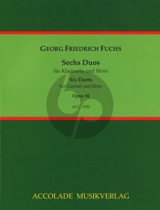 Fuchs 6 Duos (24 Stücke) Op. 36 Klarinette und Horn (F/Es) (2 Spielpartituen) (Bodo Koenigsbeck)