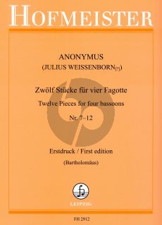 Anonymus 12 Pieces Vol. 2 No. 7 - 12 4 Bassoons (Score/Parts) (attr. to Julius Weissenborn)