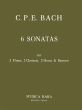 Bach 6 Sonatas Wq 184 (H.629-634) (No.1-6) 2 Flutes-2 Clarinets-2 Horns-Bassoon (Score/Parts) (Janetzky)