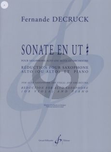 Decruck Sonate C-Sharp Major Alto Saxophone-Piano