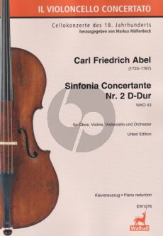 Abel Sinfonia Concertante No. 2 D-Dur WKO 43 Oboe-Violine-Violoncello und Orchester (Klavierauszug) (Markus Möllenbeck)