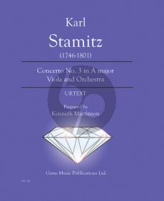 Stamitz Concerto No. 3 in A major Viola - Orchestra Score - Parts (Prepared and Edited by Kenneth Martinson) (Urtext)