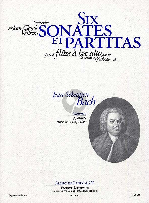 Partitas　Van　Broekmans　BWV　Bach　Sebastian　vol.2　Johann　Treble　Recorder　1002-1004-1006　Sonates　Poppel