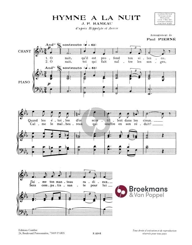 Rameau : Hymne à la nuit - Piano 