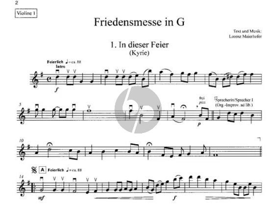 Friedensmesse In G Fur 4-stimmig Chor, A Cappella, Mit ...