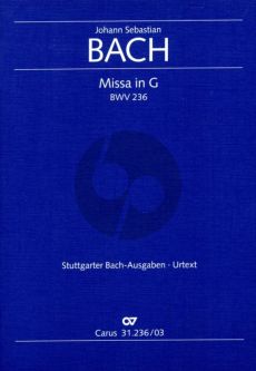 Bach Messe G dur BWV 236 Lutherische Messe (1742 (terminus ante quem)Klavierauszug (Herausgebers Paul Horn, Paul / Ulrich Leisinger) (Stuttgarter Bach-Ausgaben Urtext)