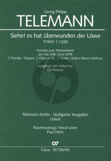 Telemann Siehe! es hat uberwunden der Löwe TWV 1:1328 Soli-Chor-Orchester (Klavierauszug) (Wolfram Steude)