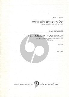 Ben Haim 3 Songs without Words Alto Saxophone (or Voice) -piano