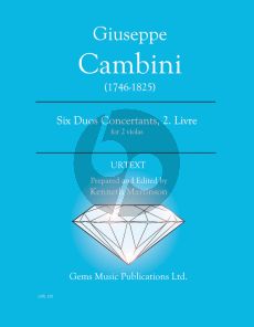 Cambini 6 Duos Concertants Volume 2 for 2 Viola (Prepared and Edited by Kenneth Martinson) (Urtext)